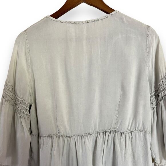 Soft Surroundings Sofia Embroidered Tunic Top Blouse Sz S Blue Flare 3/4 Sleeves - Picture 7 of 9